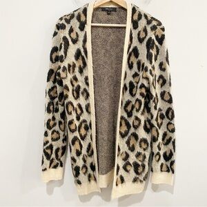 WITTY FOX Leopard Print Cardigan Open Front Longline Animal Print Size Medium